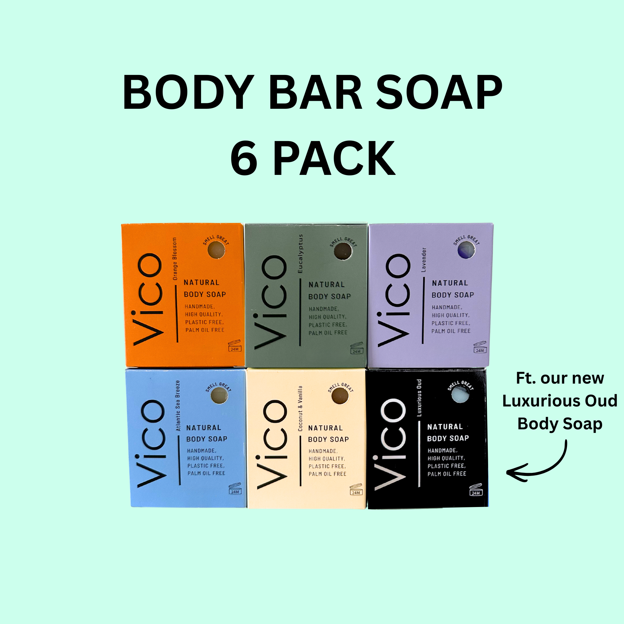 Natural Body Bar Soap 6 Pack Bundle