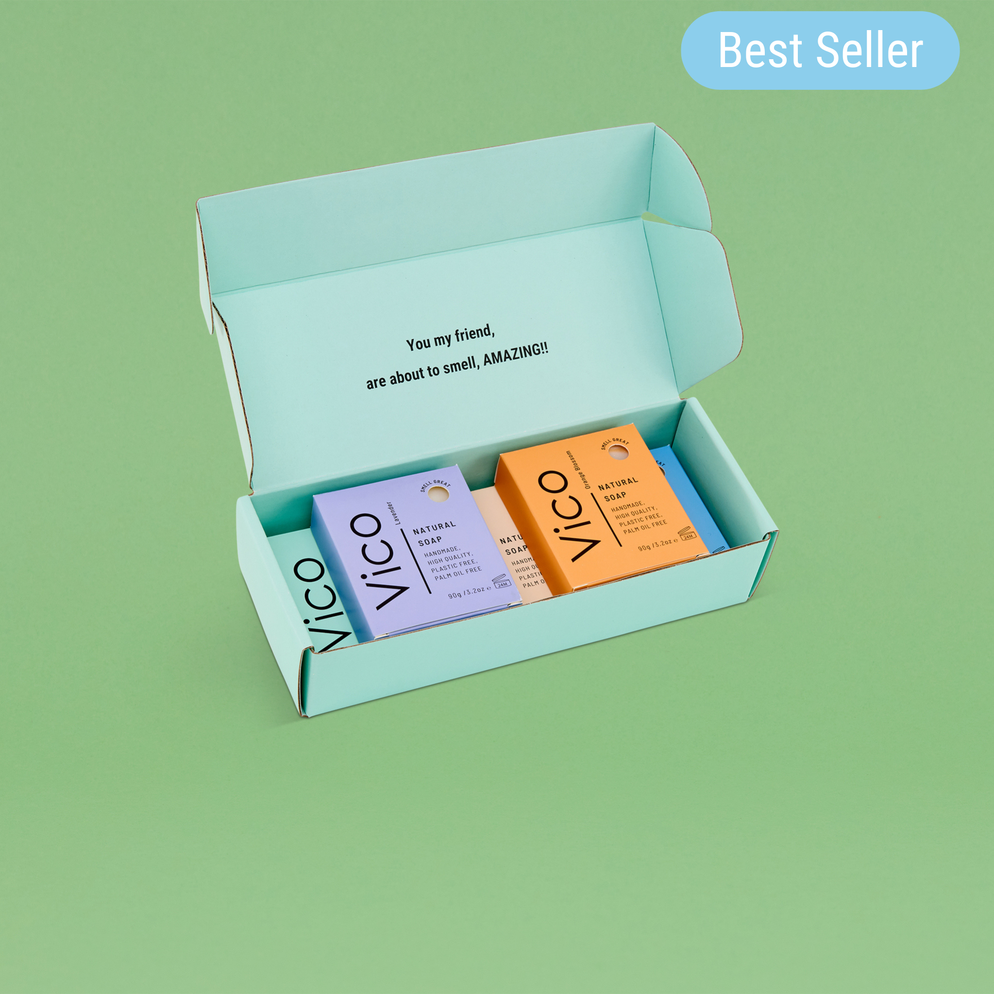 Vico Natural Soap plastic free Palm Oil Free Ireland 5 Pack Box