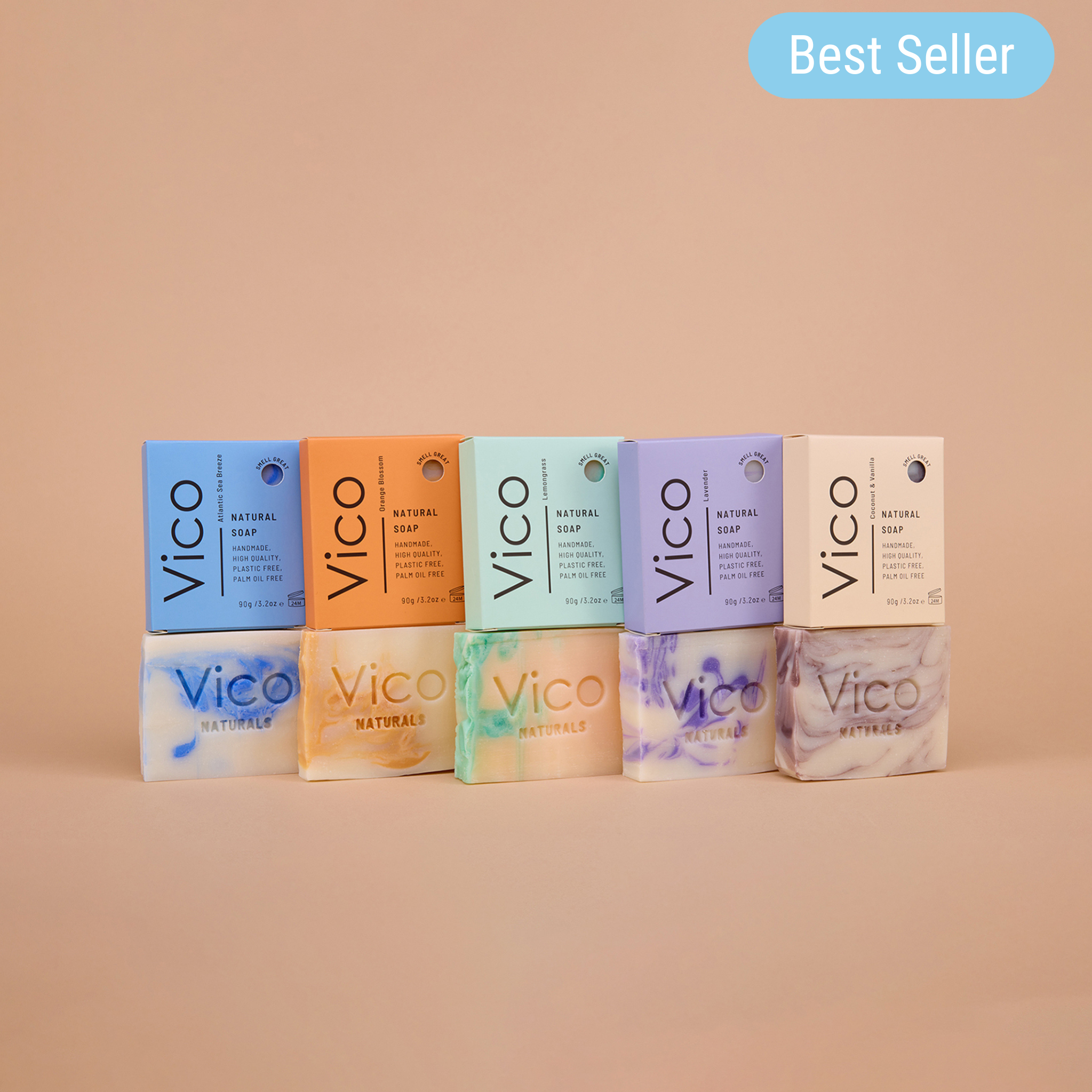 Vico Natural Soap plastic free Palm Oil Free Ireland 5 Pack Box