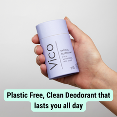 Vico Lavender plastic free natural deodorant Ireland in hand