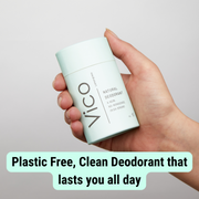 Vico Lemongrass plastic free natural deodorant Ireland in hand